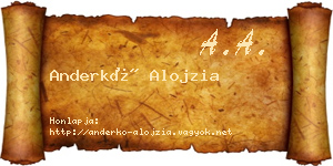 Anderkó Alojzia névjegykártya